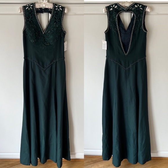 NWT Vintage Alyce Designs Emerald Green Beaded Formal Dress ! - Picture 6 of 12